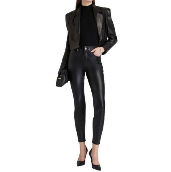 Veronica Beard Pants - Veronica Beard Debbie Ankle Skinny High Rise Black Vegan Leather Pants 27 NWT‎